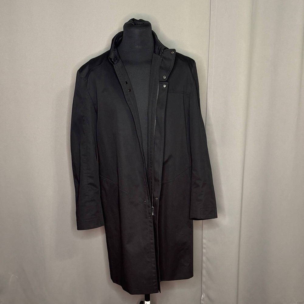 HUGO Men's Classic Black Trench Coat Size 44R